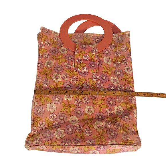Vintage MOD Hippy Flower Power Tote Bag With Plastic Lining  Shopping Purse - Picture 4 of 7